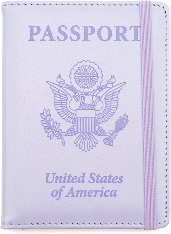 Purple Passport & Card Holder Combo - RFID Protection, Family Pen Holder, Women & Men's Passport Cover
