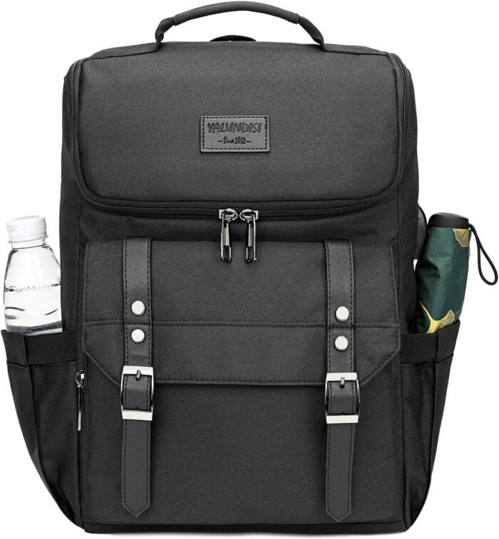 YALUNDISI Vintage Backpack Travel Laptop Backpack with usb Charging Port for Women & Men College Backpack Fits 15.6 Inch Laptop Black - Image 2